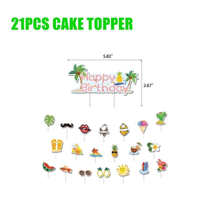 Hawaii Party Decorations Disposable Tableware Hawaii Summer Tropical Party Supplies Flamingo Aloha Birthday Party Decoration