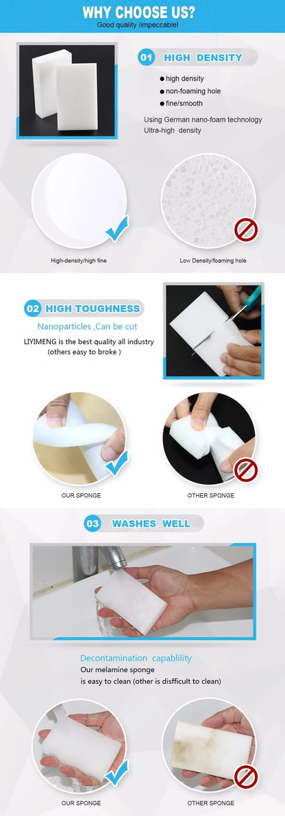 50pcs White Magic Melamine Sponge Eraser Kitchen Office Bathroom Clean Accessory/Dish Cleaning  Nano 100*70*30mm