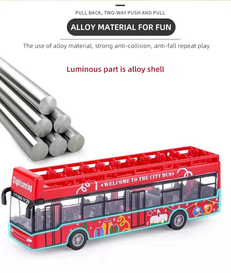 15CM Alloy Simulation Bus Car Model Children's Toy Pull Back Bus Inertia City Car Early Education Toy for Boy Girl Birthday Gift