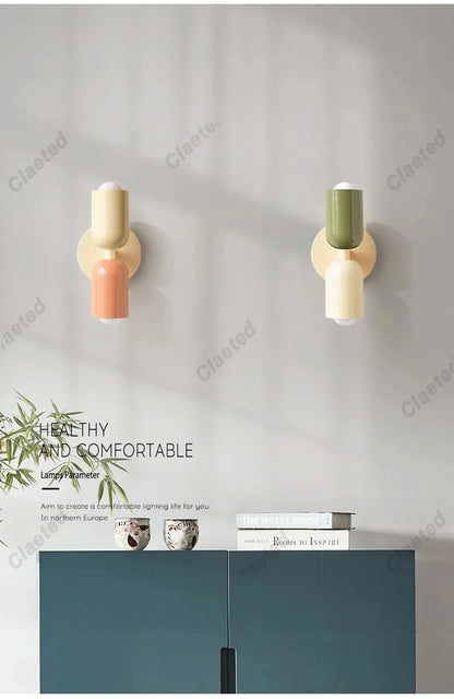LED Wall Lamp Modern Simple Cream Double Head Light for Living Room Bedroom Besides Study Interior Decoration Fixture