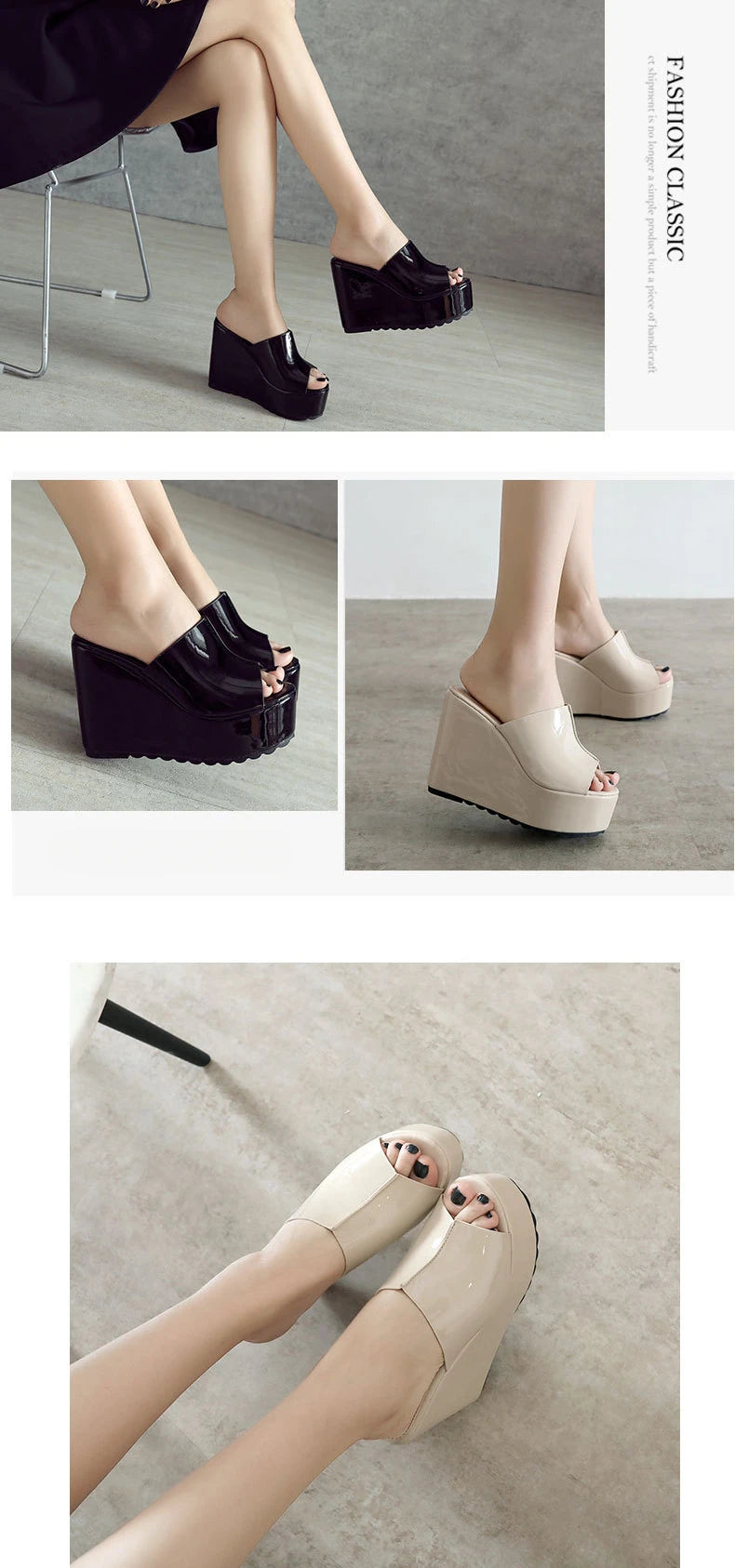 Platform Slippers Women Fashion Shoes Wedge Sandals Solid Color Party Sandles Woman Casual Comfort Designer Summer Footwear