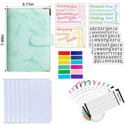 A6 Binder Cash Envelopes for Budgeting Money Organizer for Cash Money Envelopes for cash Leather A6 Binder with zipper