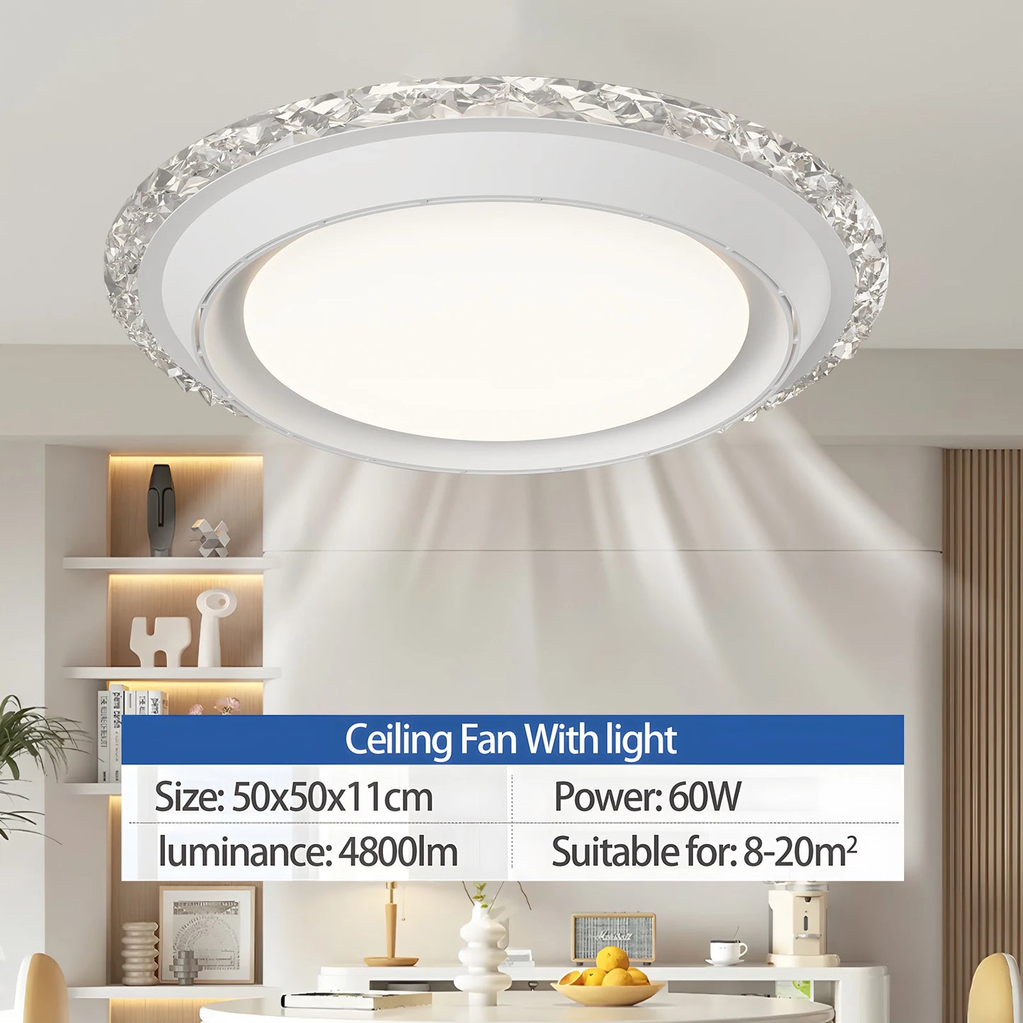 Smart Dimming Ceiling Fan with Light Energy-saving Modern 3-in-1 Ceiling Lamp Fan Home Lighting Led Ceiling Light Fixture