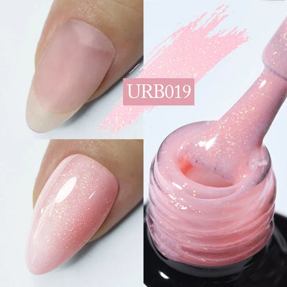 UR SUGAR 7ml Pale Pink Rubber Base Gel Nude Color Semi Permant Soak Off UV LED Self-leveling Gel Varnishes Great Coverage