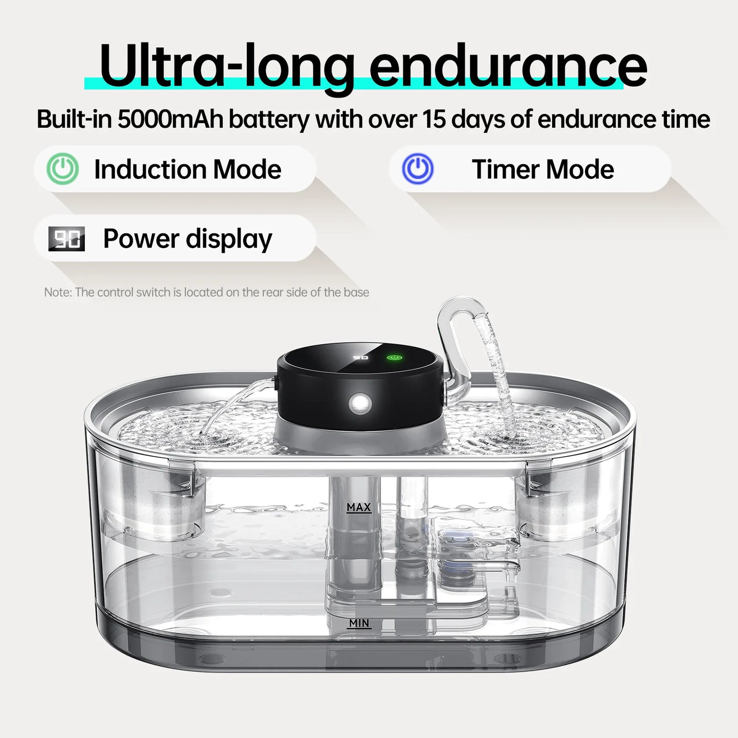 Stainless Steel Wireless Smart Cat Water Fountain 5000mah Pet Water Dispenser for Dog Cat Infrared Sensor Pet Drinkier Fountain