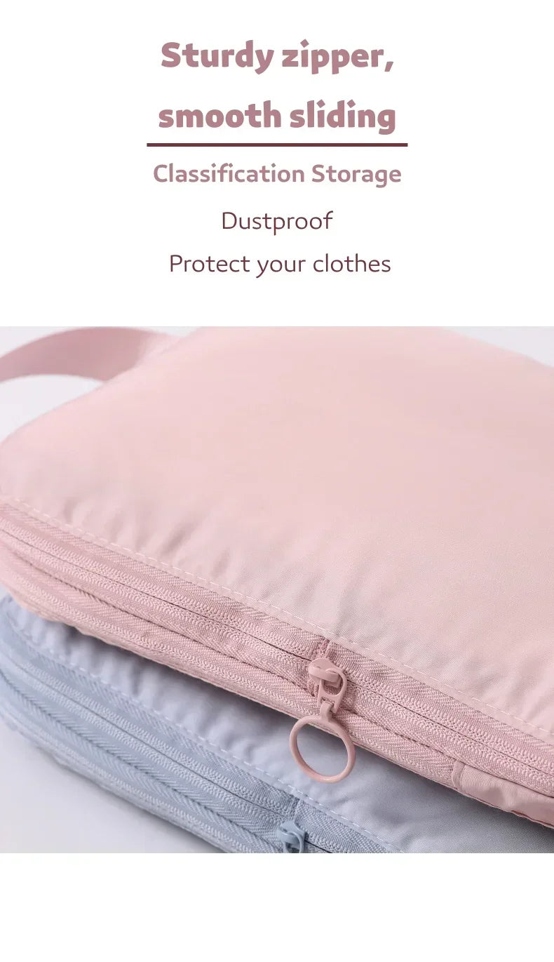 1pc Portable Travel Compression Packing Cubes Suitcase Clothes Organizers Waterproof Luggage Cases Drawer Large Capacity Bags