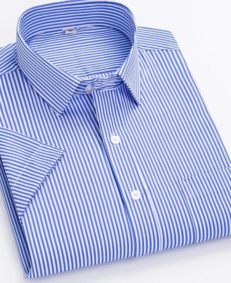 Men's short-sleeved shirt casual non-ironing anti-wrinkle spring summer shirt top high-quality slim-fit formal wear to work