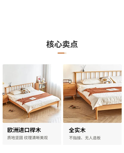 Solid wood bed 1.8 meters double  master bedroom Nordic room modern simple single bed 1.2m 1.5m