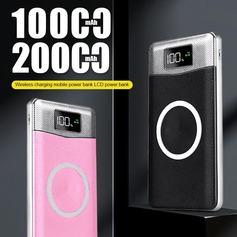 2025 New 10000mAh/20000mAh Four Color Wireless Mobile Power Bank External Battery Built in Charger Mobile Power Bank for iPhone