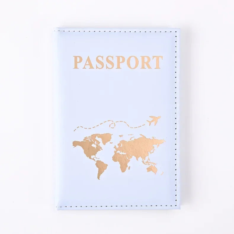 Travel Gold Passport Holder Cover Case for Women Men PU Leather Ticket Map Passport Covers Passport Protective Accessories