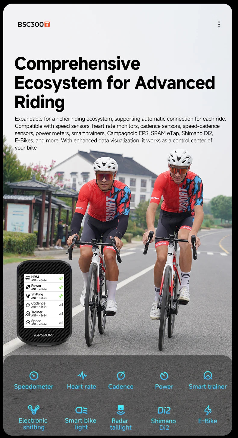 iGPSPORT BSC300T Touch-screen Bike Computer Global Map Cycling Computer Wireless Bike GPS Computer Support E-bike