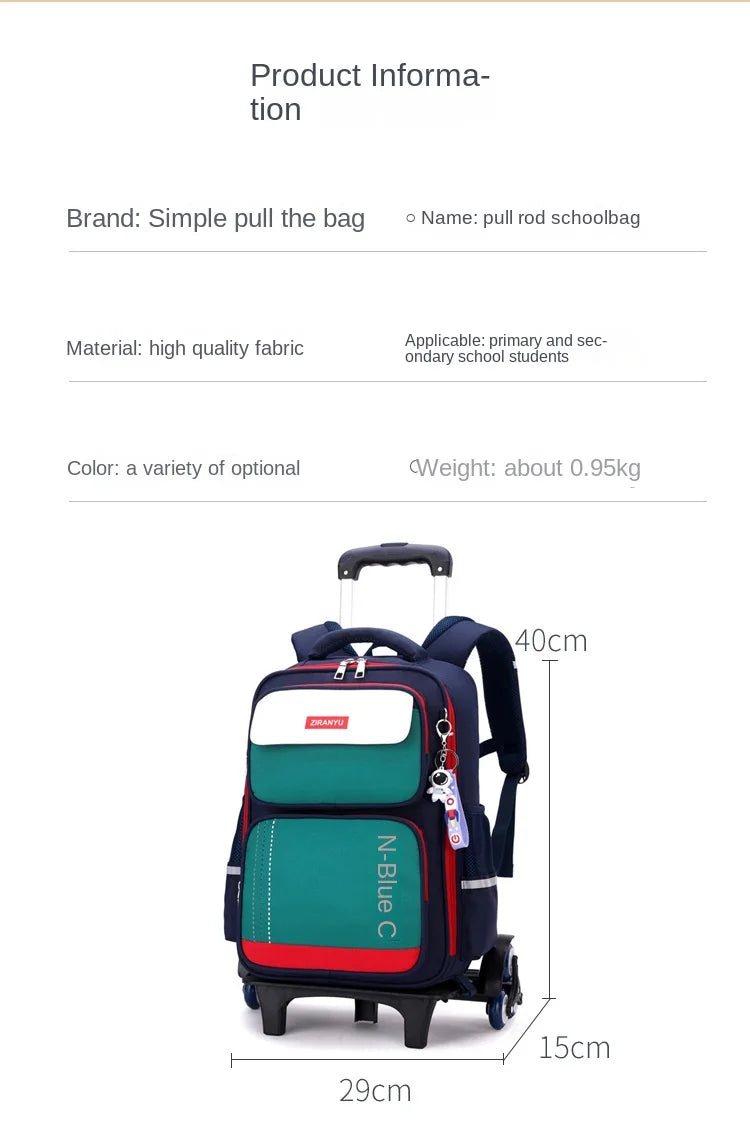 Rolling Backpacks for Primary School Children Trolley School Student Backpack Wheeled Bag Back To School Backpacks with Wheels