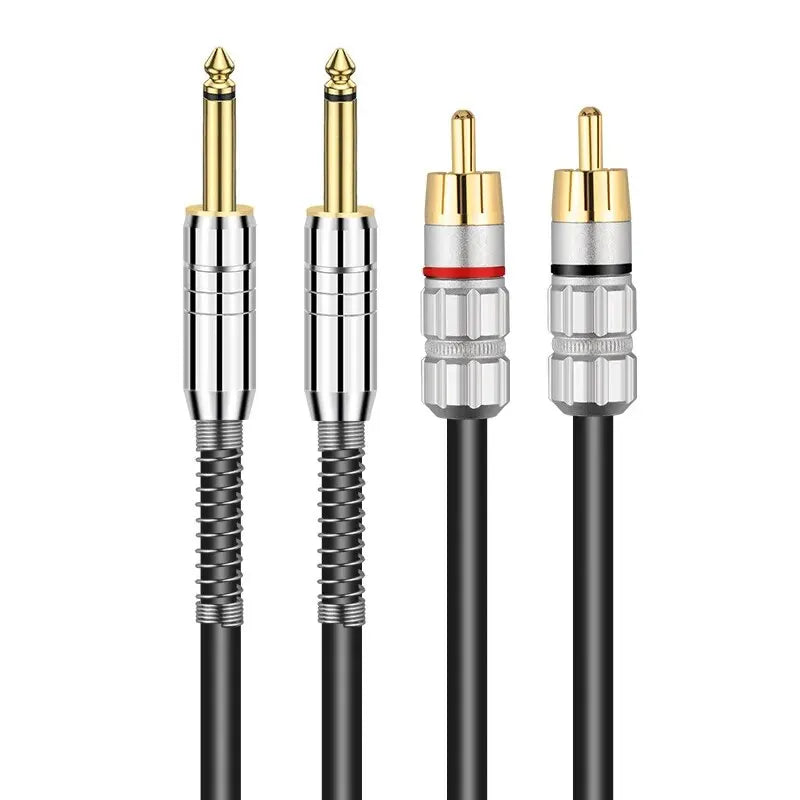 YYTCG 6.35mm Audio Line Cable Stereo Jack Male to 2 RCA Male Cable for PC DVD TV VCR MP3 Speakers Video Audio Cable Cord 1.5m 2m