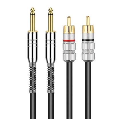 YYTCG 6.35mm Audio Line Cable Stereo Jack Male to 2 RCA Male Cable for PC DVD TV VCR MP3 Speakers Video Audio Cable Cord 1.5m 2m