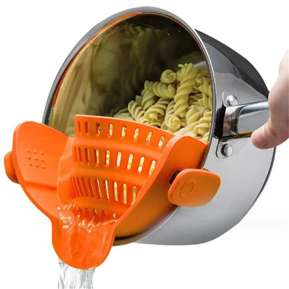 Adjustable Silicone Clip-On Strainer for Pots Pans Bowls - Universal Handheld Drainer for Noodles,Pasta Kitchen Strainer Clip