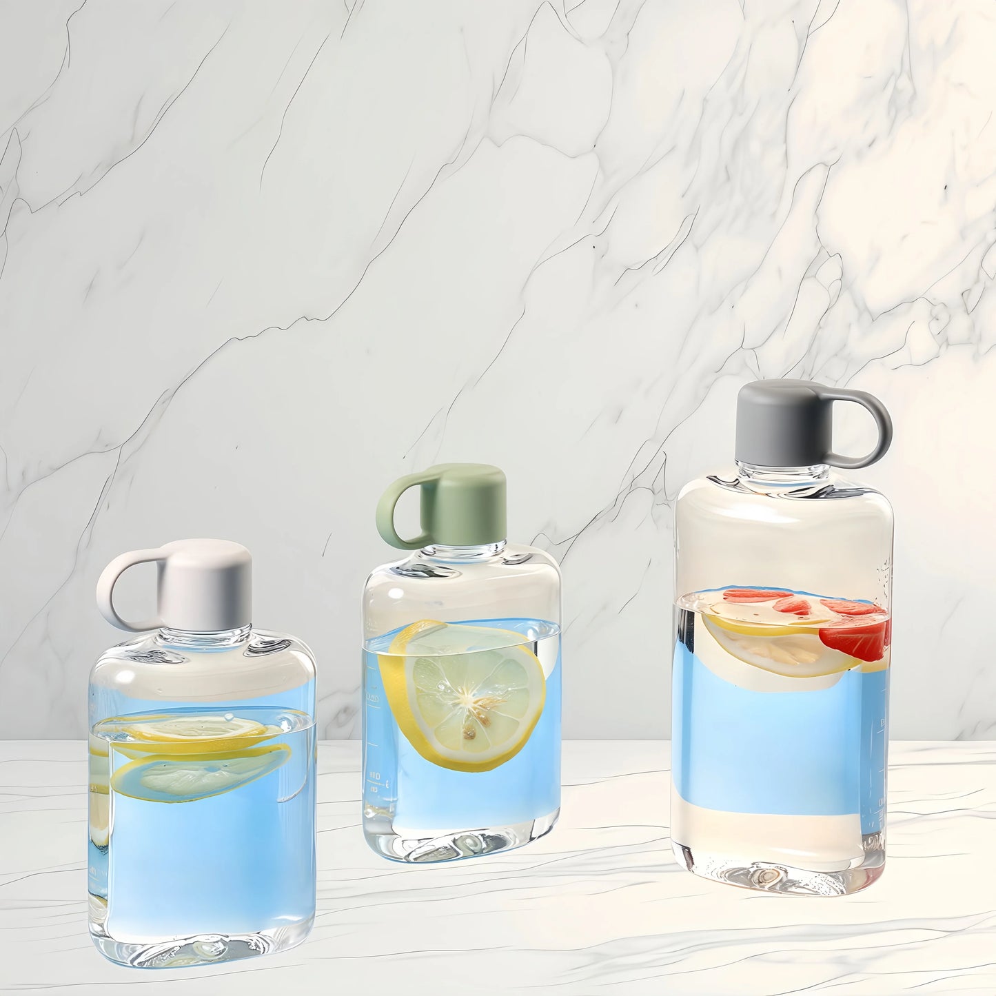 Water Botlte Flat Bpa Free Sport Clear Plastic Crystal Drinks Kettle Notebook Milk Juice Transparent Drinkware Birthday Gift