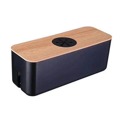 Cable Storage Box Power Strip Case Wooden Power Line Wire Management Organizer Anti-Dust Charger Socket Network Line Storage Bi