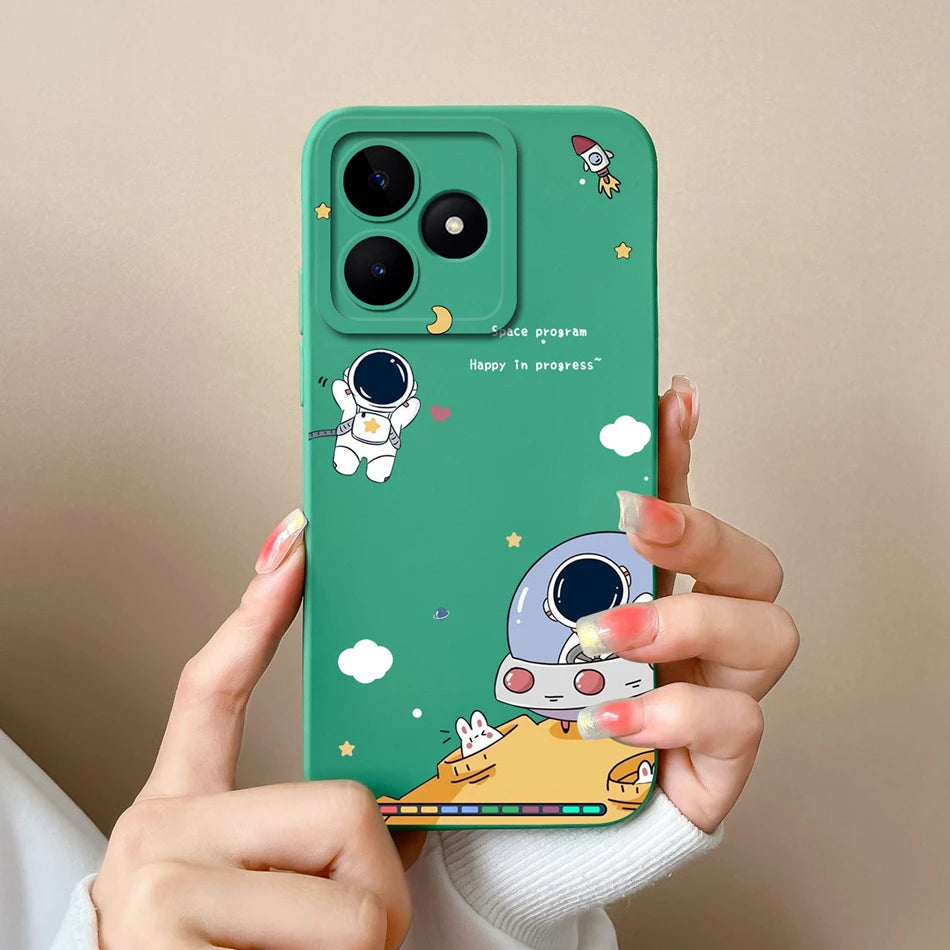Case For Realme Note 50 Flower Painted Upgrade Lens Protection Soft Back Cover Model RMX3834 Liquid Silicone Phone Protectors