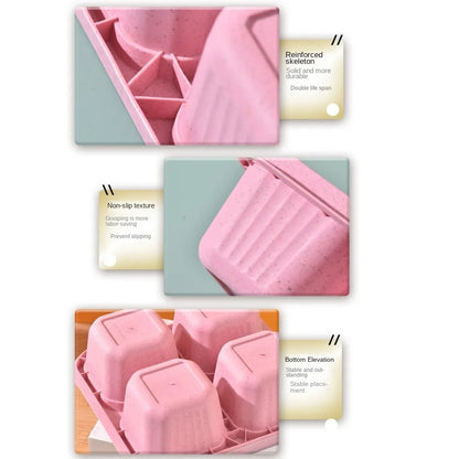 Reusable 4 Compartments Lunch Box Snack Dim Sum Nut Candy Box with Cover Wheat Straw Four Grid Snack Containers Meal Prep