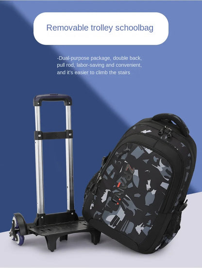 School Rolling backpack bag School Bags with wheels Student wheeled Backpacks for boys Children School Trolley Bag Waterproof