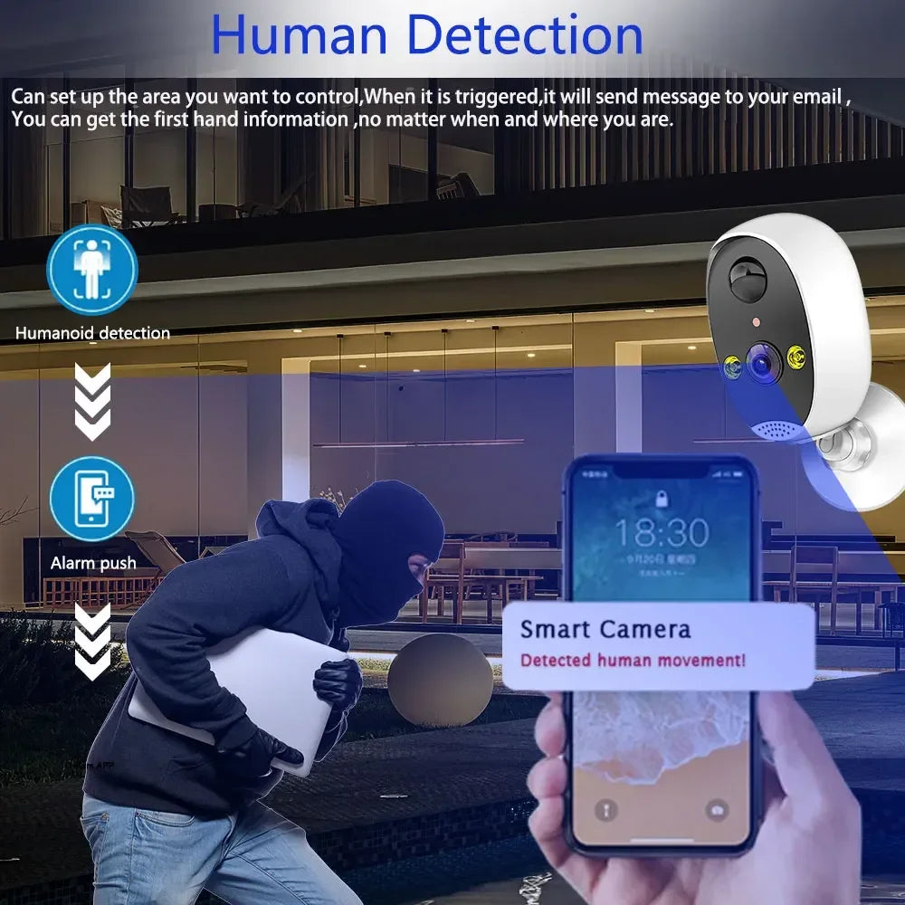 Home Battery IP Cameras Outdoor 5MP Wireless WiFi Security Human Detection Alarm Video Recording Surveillance Camera IPC360 Home