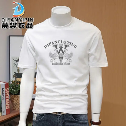 Men's T-shirts, Summer Round Neck Printed Trendy Men's Casual Versatile Short Sleeve Tops