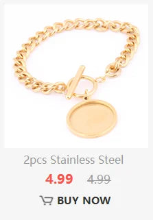 3pcs Stainless Steel Cuff Bracelet Base Blanks Fit 12mm Heart Cabochon Bangle Bezel Setting Trays Diy Jewelry Findings