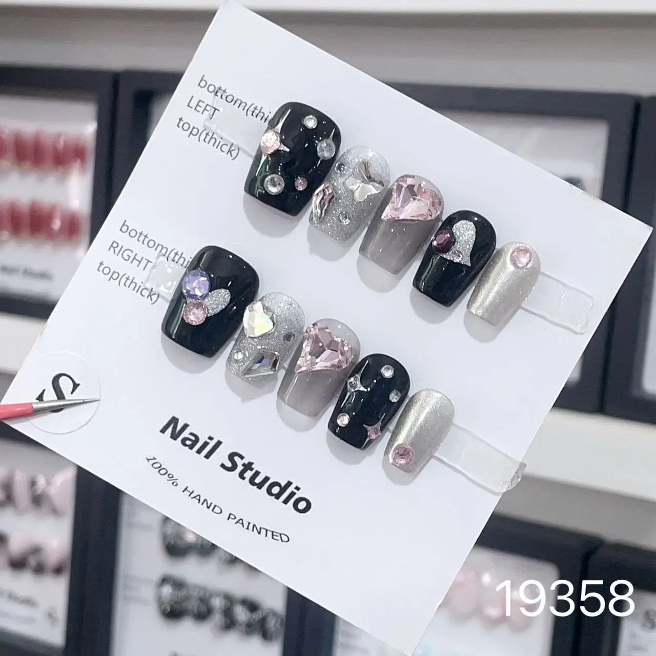 10Pcs Short Press On Nails y2k Star Rhinestone Design Handmade Press On nails Luxury With Design Full Cover Removable Fake Nails