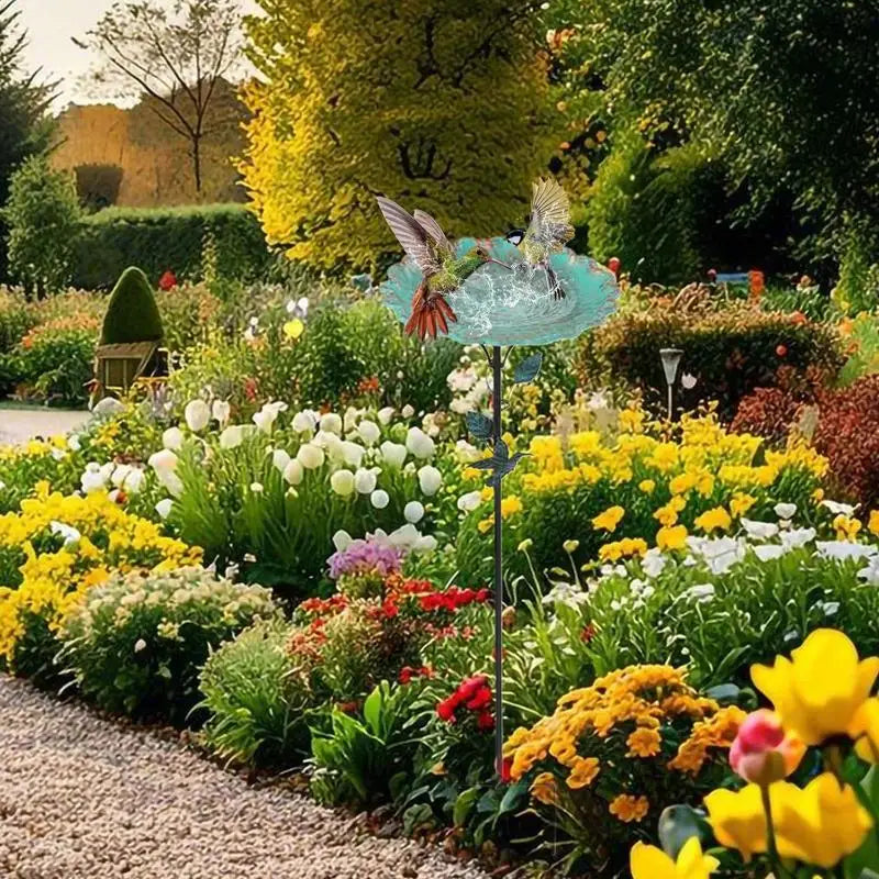 Garden Bird Bath Decorative Outdoors Garden Feeder Bowl Multi-Functional Rust-Proof Standing Bowl For Farm Pathway Patio Garden