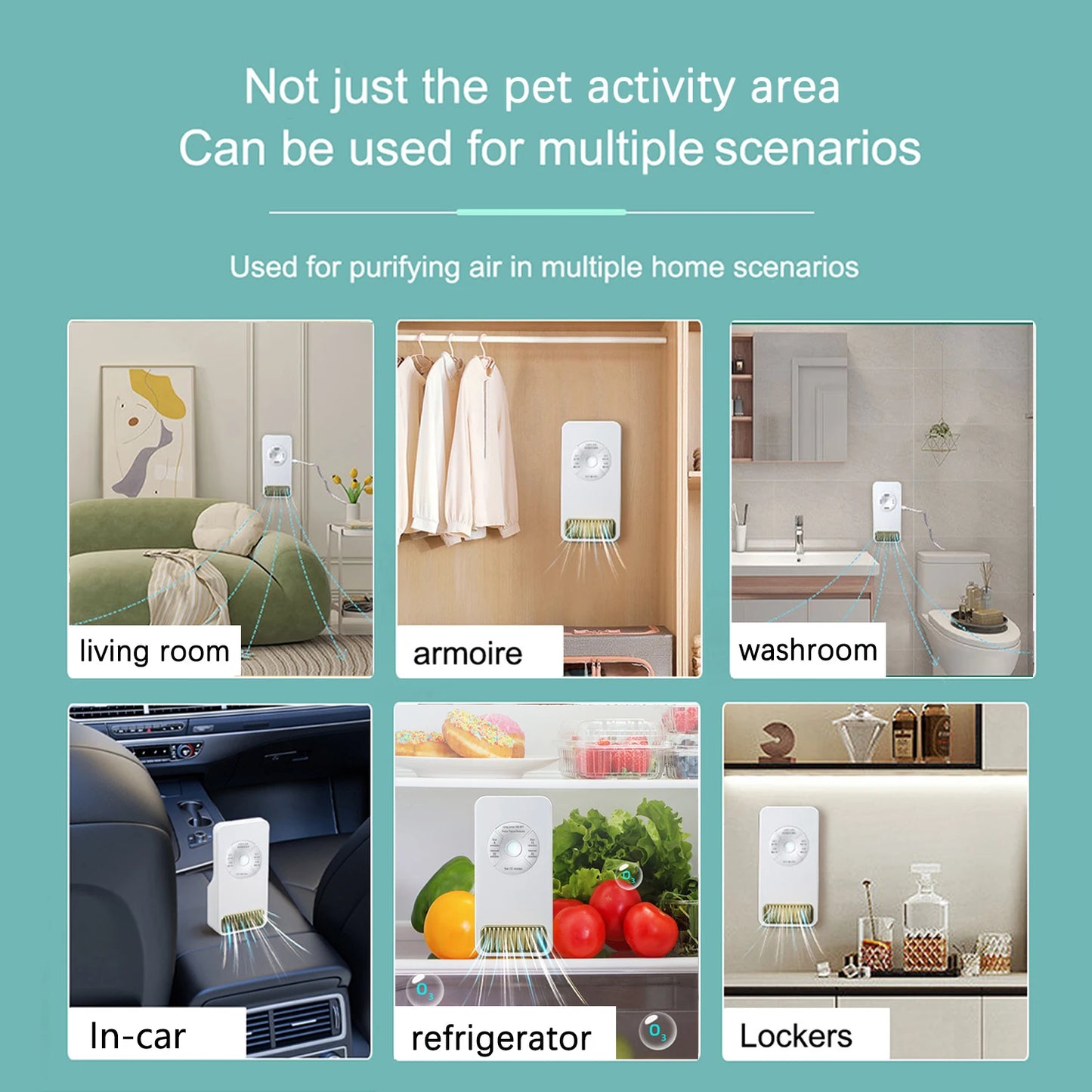 Rechargeable/Plug-In Pet Odor Eliminator,Efficient Litter Box Deodorizer, Timed Smart Air Purifier For Multiple Home Scenarios