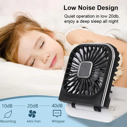 Folding handheld fan USB charging digital display outdoor mini neck hanging power bank fan，gift