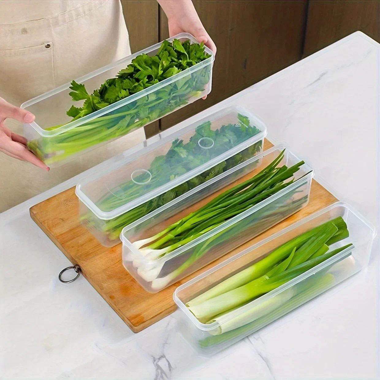 Long Rectangular Food Storage Containers, Plastic Reusable Refrigerator Organizer Boxes Kitchen Accessories