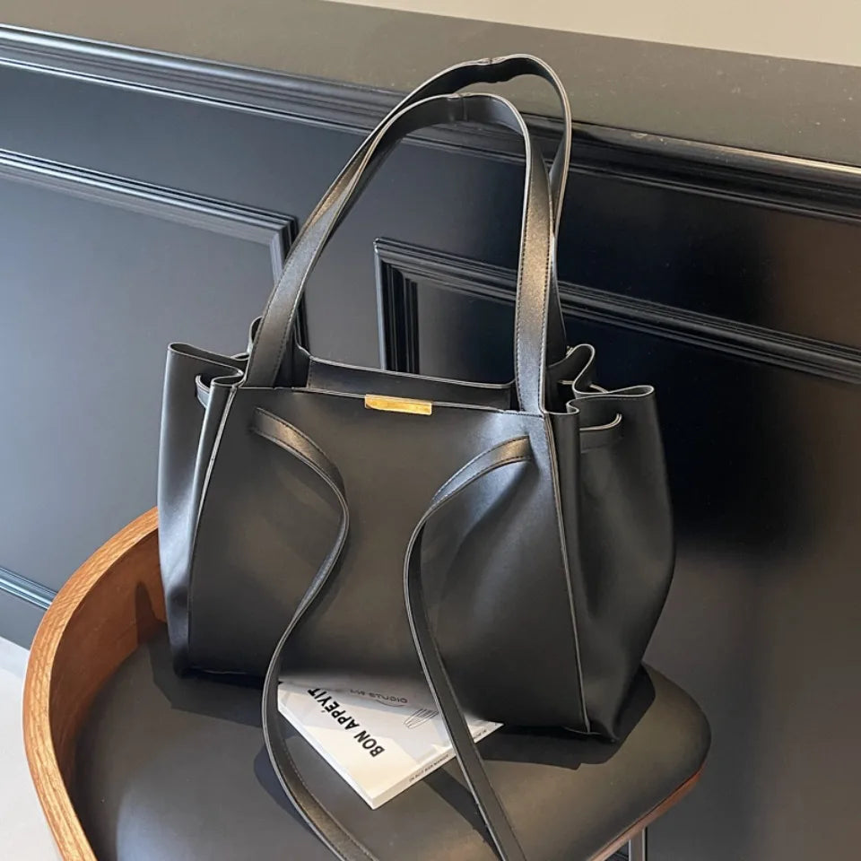 Big Shoulder Hand Commuting Bags for Women Large Capacity Drawstring Bucket Shopping Totes Top-Handle Bag 2025 Latest Handbags