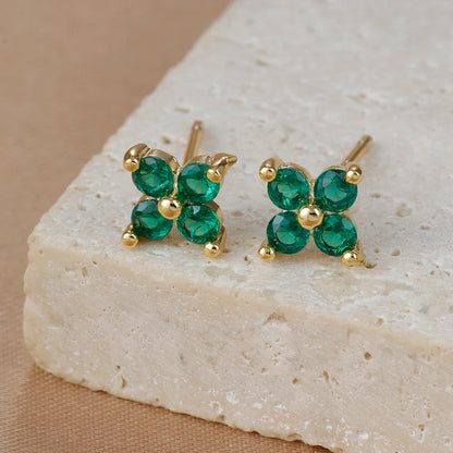 Stainless Steel Dainty Flower Stud Earring for Women Piercing Cartilage Ear Ring Colorful Zircon Women's Aesthetic Jewelry Gift