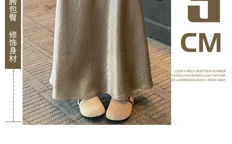 Maternity 2025 New Early Spring Vinegar Satin Covers Strap Slim A-line Long Skirt High Waist Drooping Fish Tail Youth Pregnancy