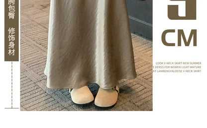 Maternity 2025 New Early Spring Vinegar Satin Covers Strap Slim A-line Long Skirt High Waist Drooping Fish Tail Youth Pregnancy