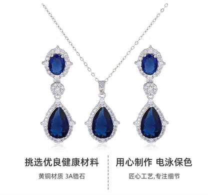 Fashion necklace accessories women's earring Jewelry sets bride's wedding zircon water drop girls earrings for women jewellery