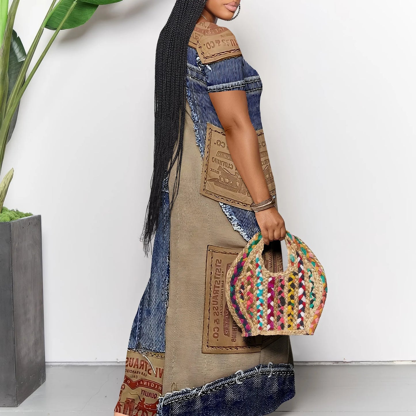 Women's Casual Maxi Dresses Summer Suspender Beach Dress Sundress with Pockets