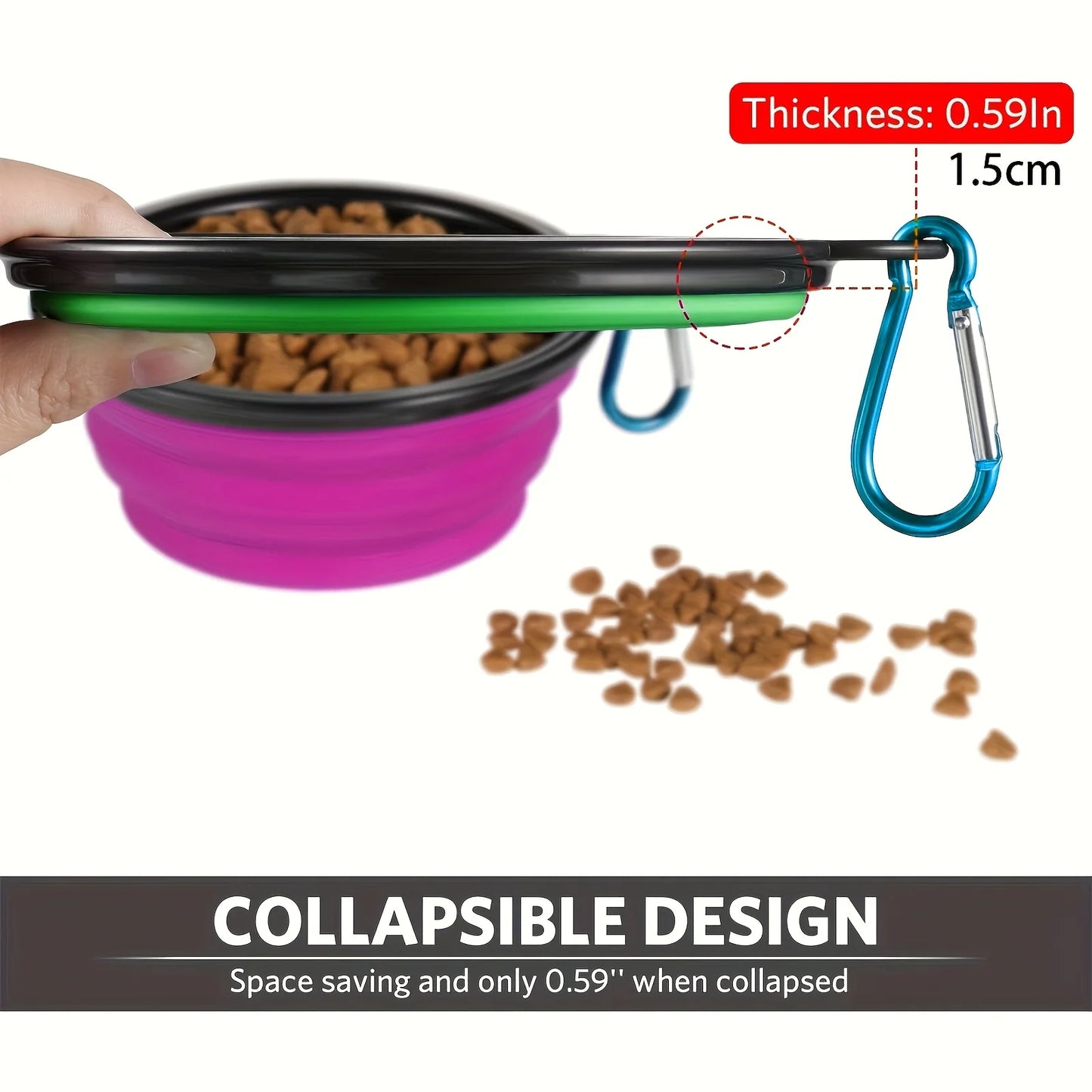 350ML Foldable Silicone Pet Bowl - Travel Bowls for Outdoor Camping - Portable, Collapsible, Lightweight, Space-Saving, Easy-to-