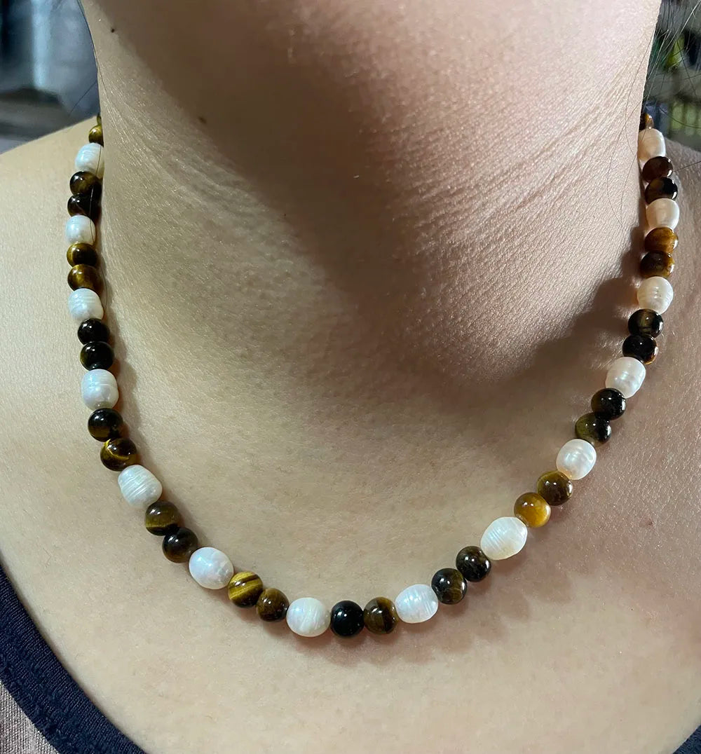 Unique design Pearl women's handmade pink colorful irregular gravel face necklace popular gift banquet party trendy charm.