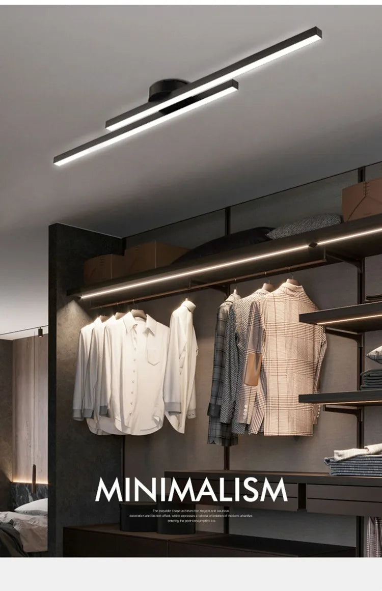 Long Aluminium LED Ceiling Light Modern Creative Design Ceiling Lamp Indoor Lighting Fixture Hallway Balcony Aisle Office Lustre