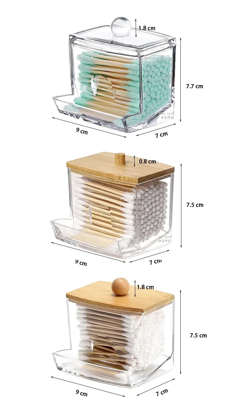 Cotton Swab Storage Box Toothpick Storage Box Makeup Pen Storage Organizers Transparent Dustproof Box Home Organization