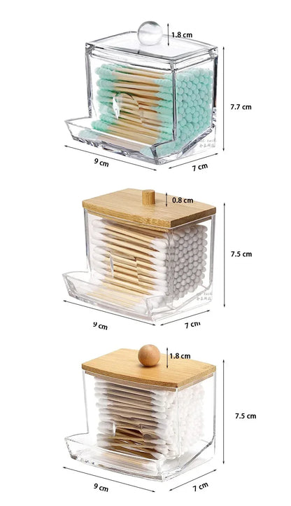 Cotton Swab Storage Box Toothpick Storage Box Makeup Pen Storage Organizers Transparent Dustproof Box Home Organization