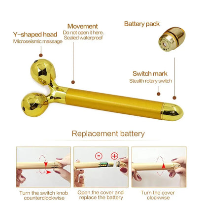Electric Roller Beauty Bar Vibrating Facial Roller Massager Face Lifting Anti-Wrinkle Skin Care Roller Face Slimming Tool