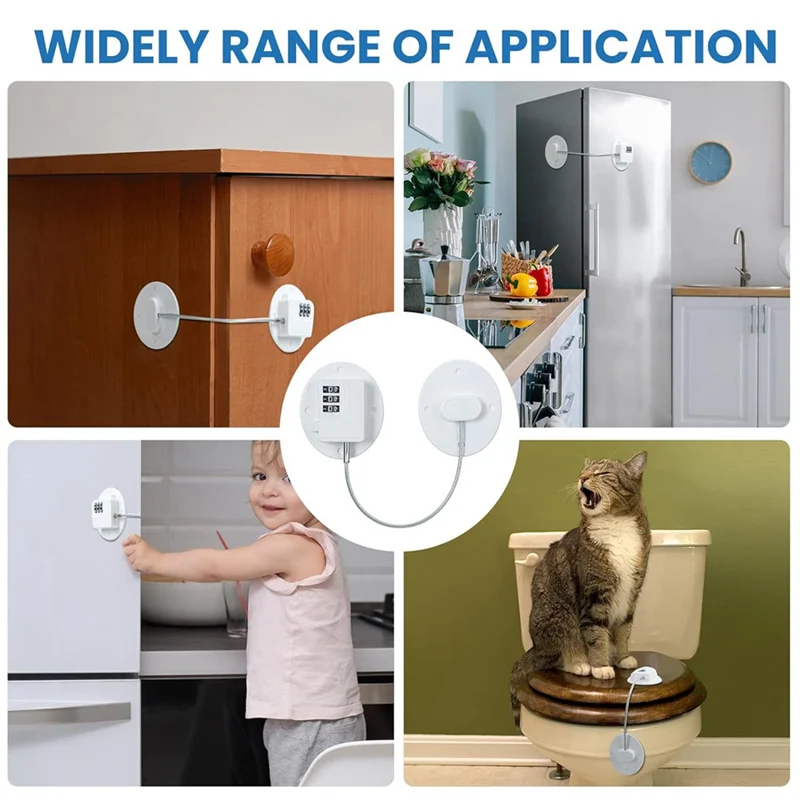 A36T-6 Pcs Cabinet Locks With Combination Fridge Lock Combo Child Safety Combination Lock With 6 Screwdrivers (White) Easy Insta