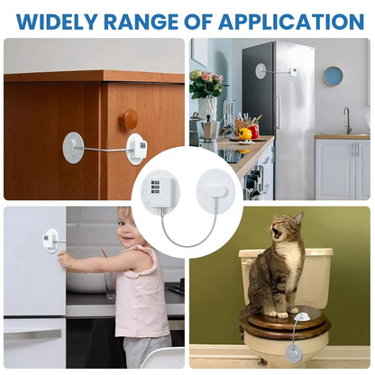 A36T-6 Pcs Cabinet Locks With Combination Fridge Lock Combo Child Safety Combination Lock With 6 Screwdrivers (White) Easy Insta