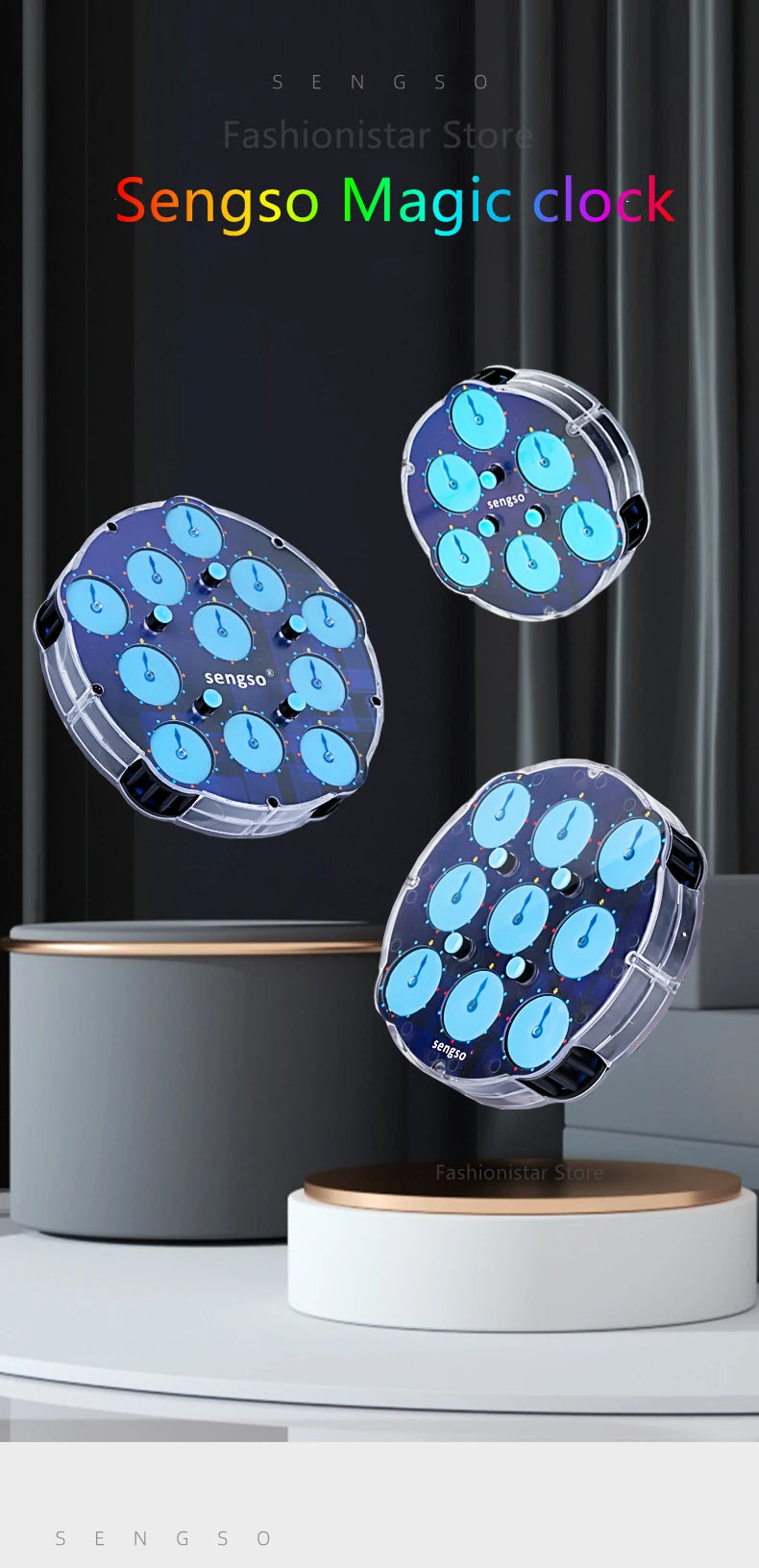 Sengso Magnetic Magic clock 3x3x3 Magic clock 4x4 magic clock 5x5 Magic Clock 3x3 magic cube clock Magnetic Speed cube clock toy