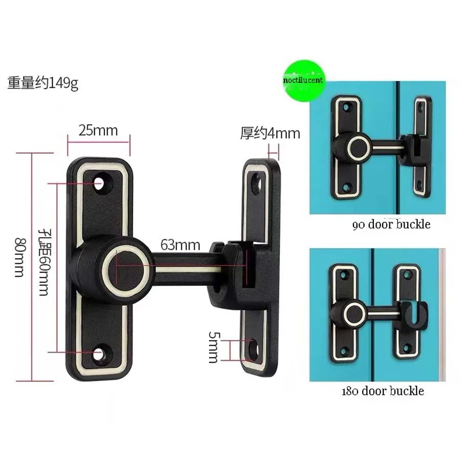 Dual Purpose Door Latch Sliding Door Lock With Luminous Door Buckle Door Buckle Free-punch Interior Door Metal Bolts