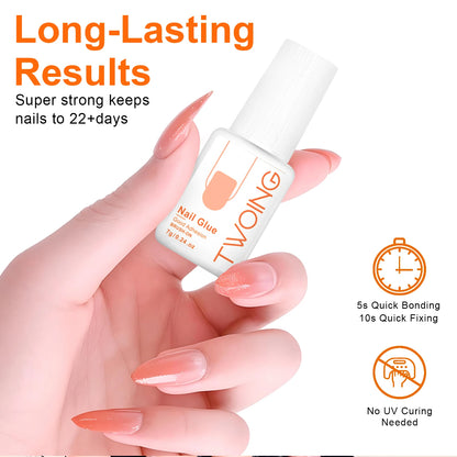 Super Strong Nail Glue For Press On False Nail Tips, Acrylic Fake Nails,Long-lasting Adhesion, Rhinestone Glue With Fast Drying