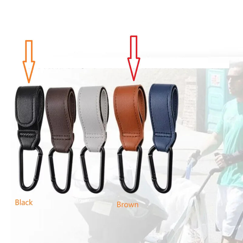 2pcs PU Leather Bag Stroller Hook Rotatable Cart Organizer Pram Hook Pram Rotate 360 Degree Stroller Accessories